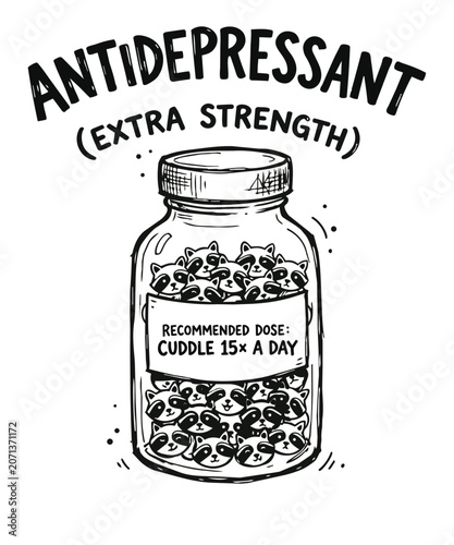 Photos Funny Raccoon Antidepressant Pill Jar T-Shirt design, funny raccoon shirt, antid