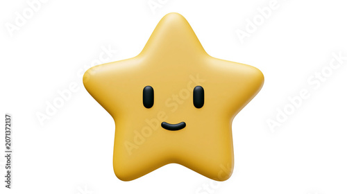 фотографія Smiling yellow star character with black eyes and mouth, isolated on transparent