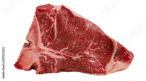 Fotografía Raw T-bone steak with marbled fat, isolated on transparent background
