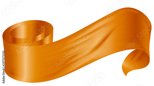 Slika na platnu Orange satin ribbon scroll, isolated on transparent background
