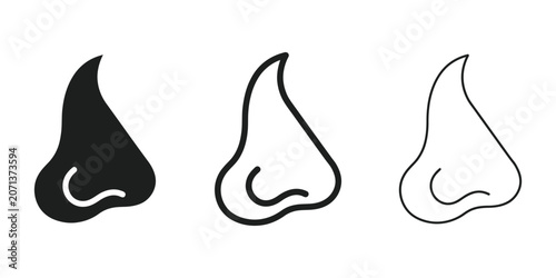 Canvastavla Human nose icon silhouette vector, bold outline and line art isolated illustrati