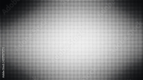 Tableau sur toile Abstract Dots Pattern: A mesmerizing abstract pattern created from countless tiny dots, forming a gradient from dark edges to a bright white center, offering a sense of depth and visual intrigue