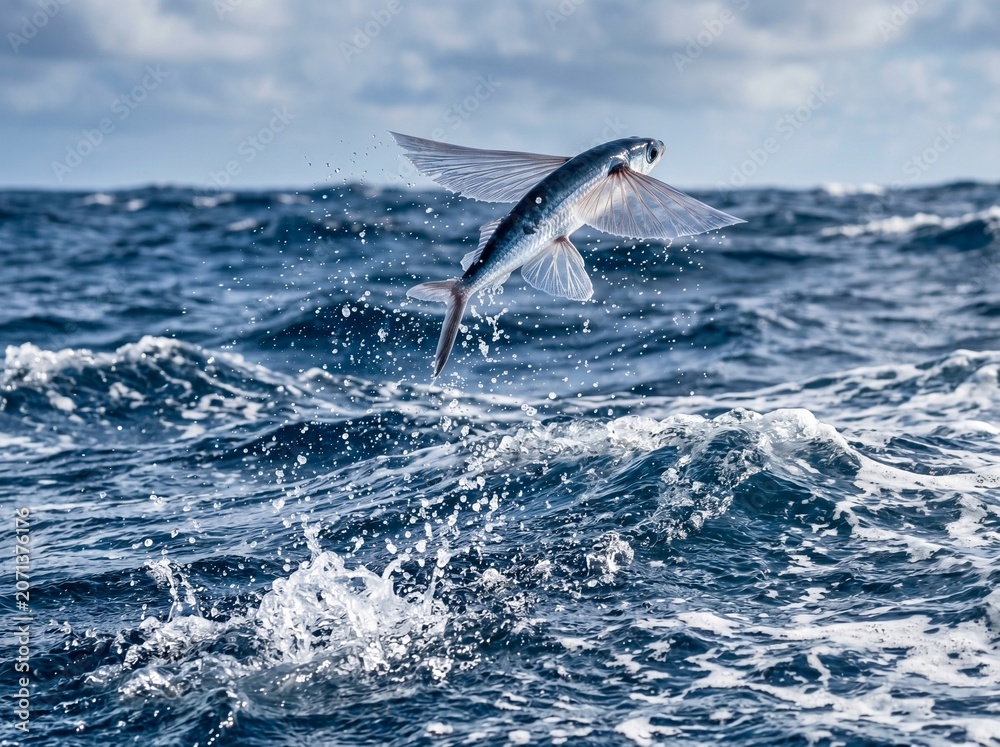 Fototapeta premium Flying fish leaping above ocean surface