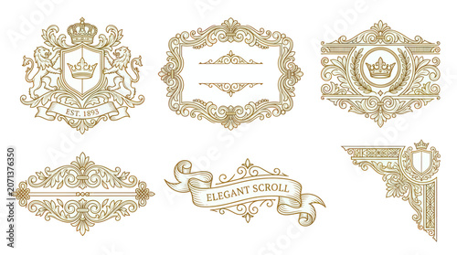 Photos Vintage Gold Ornate Label Designs.