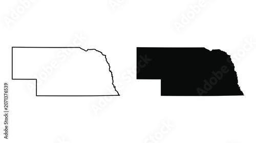 Schilderij op canvas Nebraska state map outline silhouette.