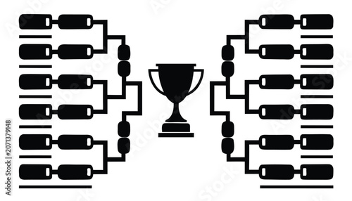 Tournament Bracket with Trophy Championship Competition Vector Illustration