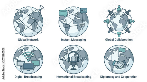 Foto Global Network Connection Icons Set.