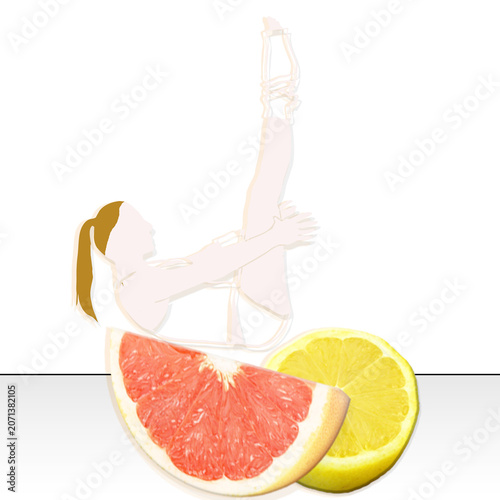 silhouette con frutta  set dieta e ginnastica