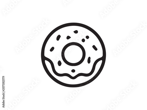 Donut Line Icon Isolated on Gray Background
