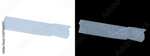 Straight Piece of Blue Masking Tape on White and Black