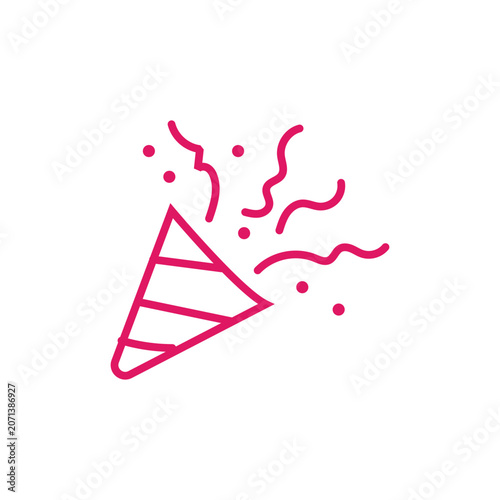 Party Popper Celebration Icon Line Art Vector Isolated on White Background