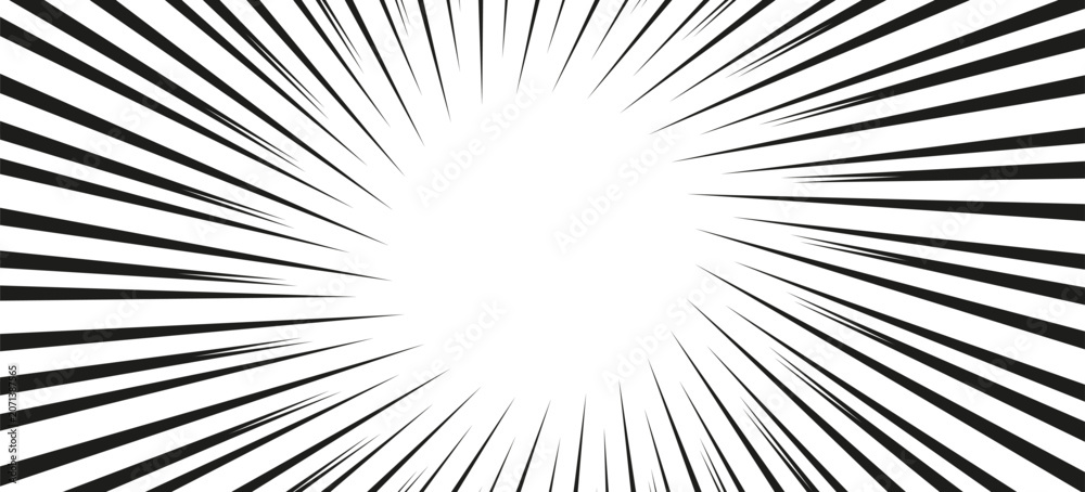 Fototapeta premium Radial Stripes Abstract Background.Text frame in manga and anime comics.vector Illustration.