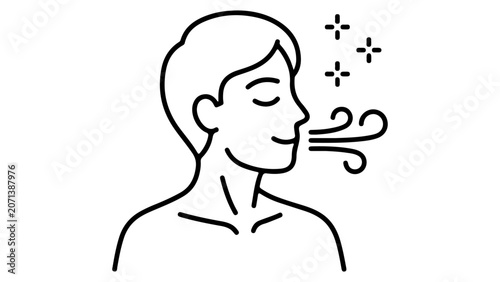 Fotografie calm person practicing deep breathing for relaxation, wellness and mindful breat