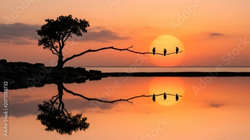 Tree Silhouette At Sunset