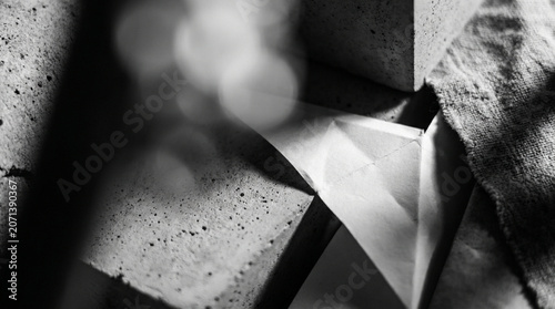 Dramatic Black and White Paper Art Composition