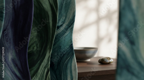 Elegant Green Velvet Curtains with Soft Folds