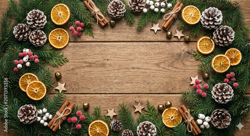 Merry Christmas Day Celebration Background with Festive Decorations and Winter Magic Background.