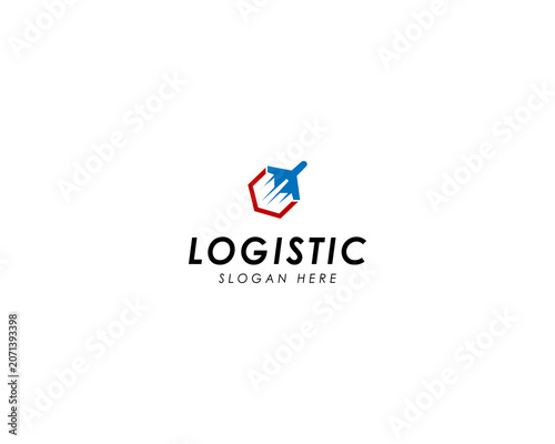 Logistics logo design Plane and hexagon shape modern minimal creative concept