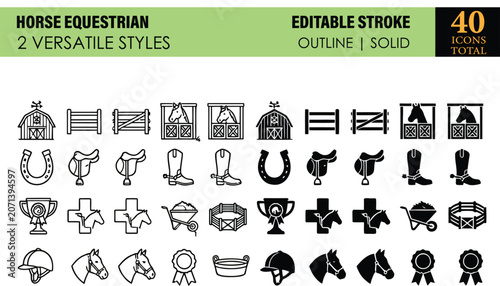Tableau sur toile Horse Equestrian Icons for Design and Branding