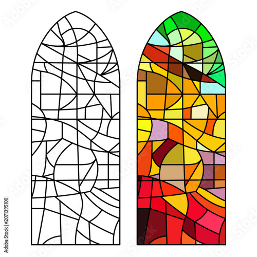 Gothic windows. Vintage frames. Church stained-glass windows