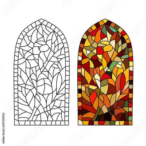Gothic windows. Vintage frames. Church stained-glass windows