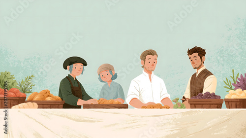 Wholesome Image of a Vibrant Food Market Featuring Artisan Bakers and Fresh Produce for a Delightful Culinary Experience