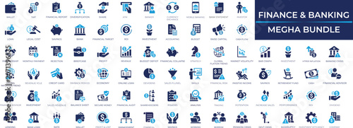 Photos Finance and banking solid icons set for Wallet, tax, credit card,  money, currency, payment, profit, economy, transaction, savings icons collection