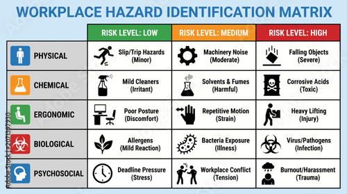 Photos Workplace Hazard Identification Matrix with Risk Levels Grid
