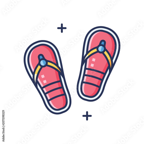 Sandals flip flops beach summer footwear for holiday vacation Vector Illustration