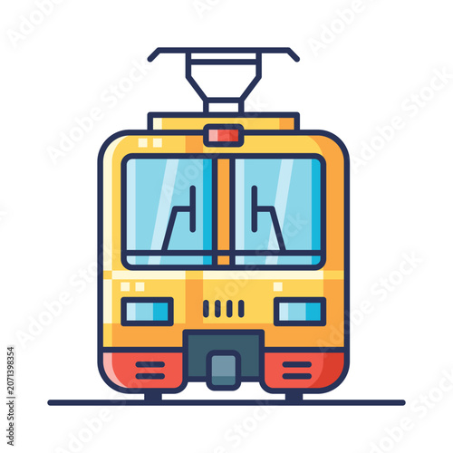 Train Tram Transit Urban Metro Public Transportation Front View Commuter Vector Illustration