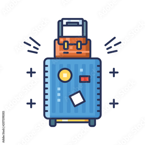 Travel Suitcase Luggage Bag for Vacation Trip and Adventure Vector Illustration