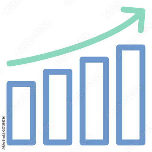 business graph with arrow dual tone icon