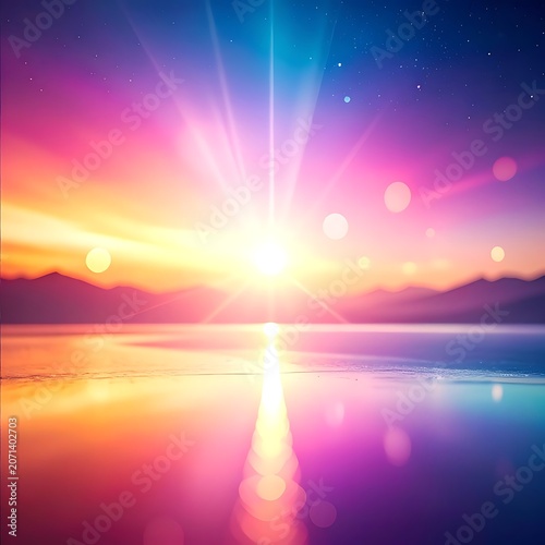 Vibrant Sunset Over Serene Water Body.