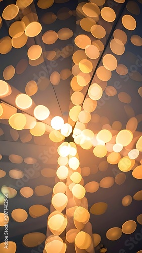 Warm golden string lights shining brightly.