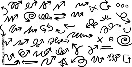 Hand drawn arrows and direction symbols