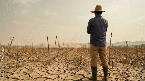El nino drought farmer field cracked earth climate change concept. Warming impact global. science meteorology earth, disaster global warming crisis, climate change storm, heat drought