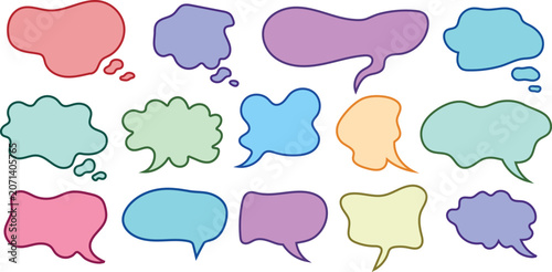 Colorful cartoon speech bubbles for comics and conversations