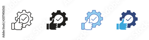 Fotografie Reliability quality control icon set, Assurance and inspection symbols, Quality