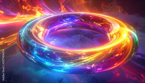 Vibrant Neon Ring with Colorful Energy.