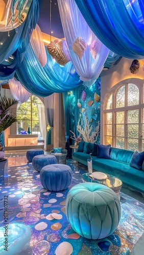 Blue Themed Luxury Lounge.