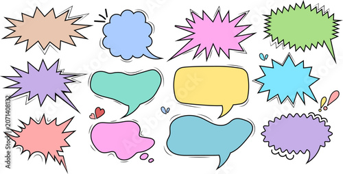 Colorful comic book speech bubbles and text frames