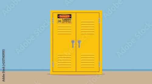 Fotografie Chemical Storage Cabinet with Ventilated Slots and Warning Label