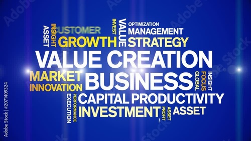 Value Creation Business animated word cloud-text design animation tag kinetic typography seamless loop.