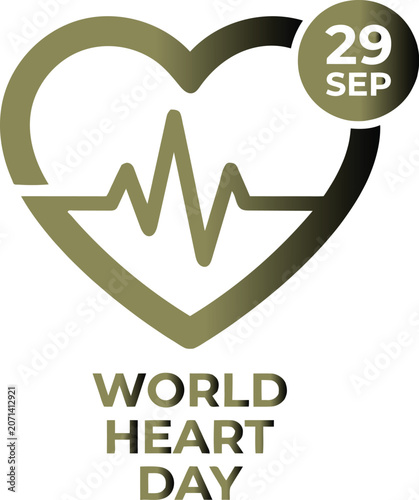 Green heart symbol for world heart day