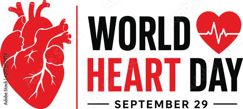 World heart day logo with heart and date september 29