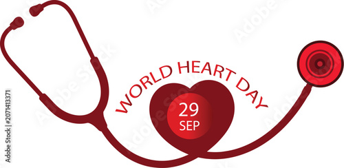 World heart day illustration with stethoscope and heart