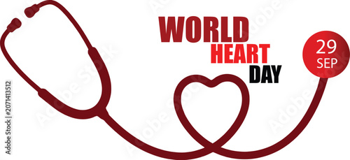 World heart day illustration with stethoscope and heart symbol