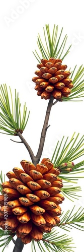 Pinecone tree illustration with minimalist design style on white background, simple, minimalistic
