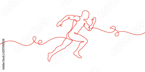Continuous One Line Running Athlete Illustration for Fitness Sports Concept