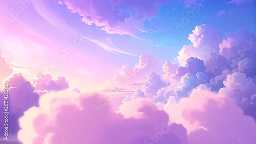 A vibrant sunset sky filled with soft purple and pink clouds